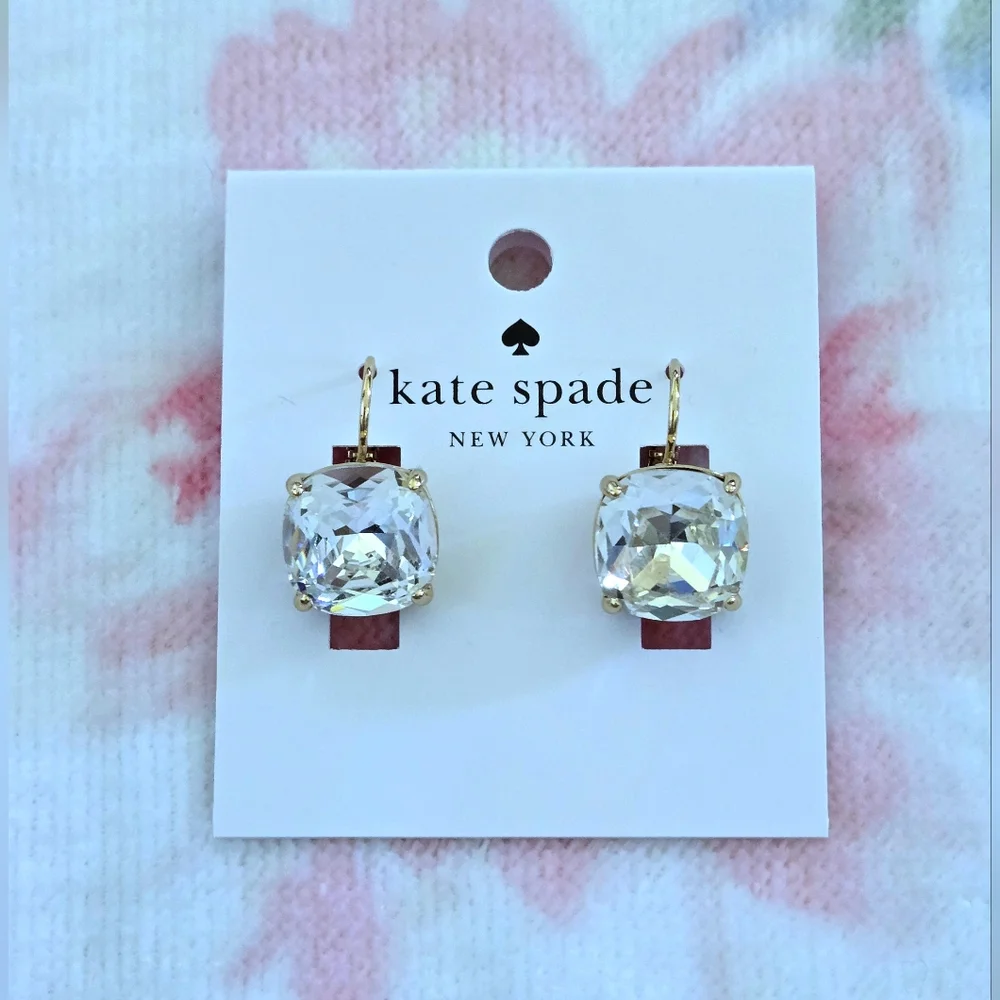 Kate Spade♠️ Clear Faceted Crystal💎 Cushion Earrings - Picture 12 of 16